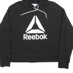 REEBOK Womens Black Hoodie M Cotton Blend Pullover Casual Sports Sweatshirt