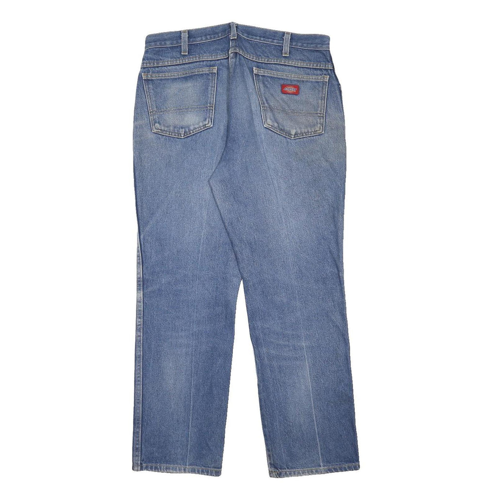 DICKIES Mens Blue Regular Straight Denim Cotton Medium W36 L30 Zip Closure