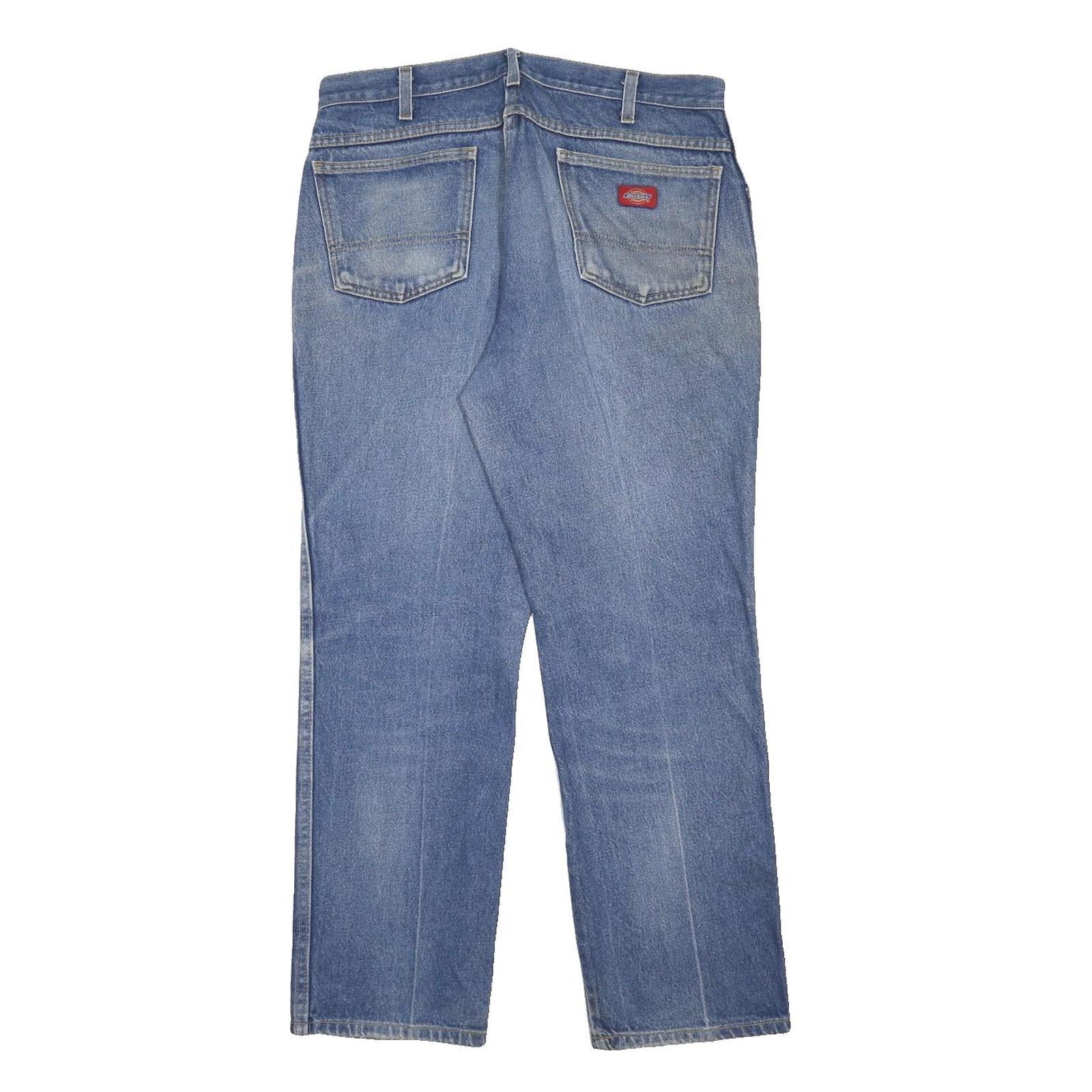 DICKIES Mens Blue Regular Straight Denim Cotton Medium W36 L30 Zip Closure