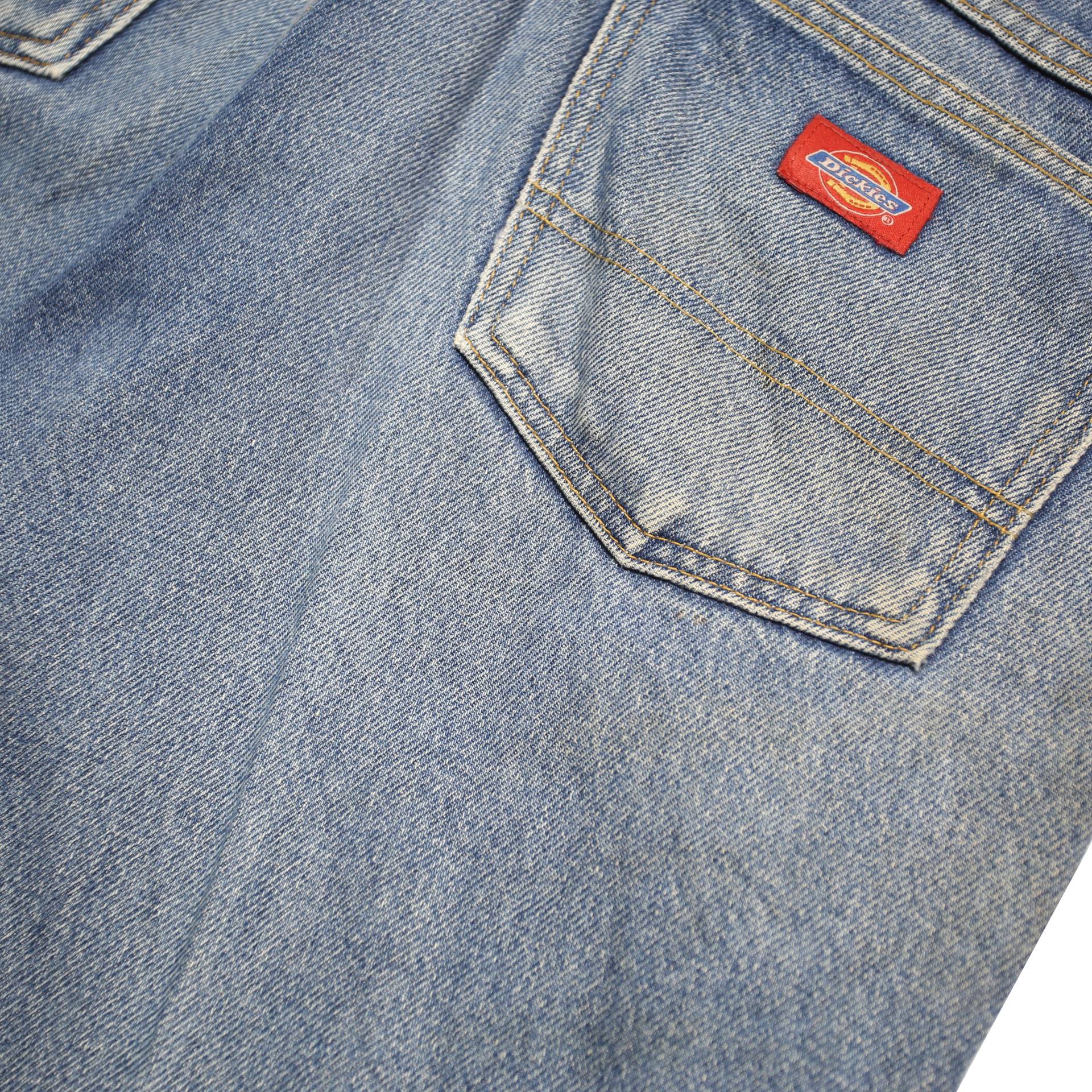 DICKIES Mens Blue Regular Straight Denim Cotton Medium W36 L30 Zip Closure
