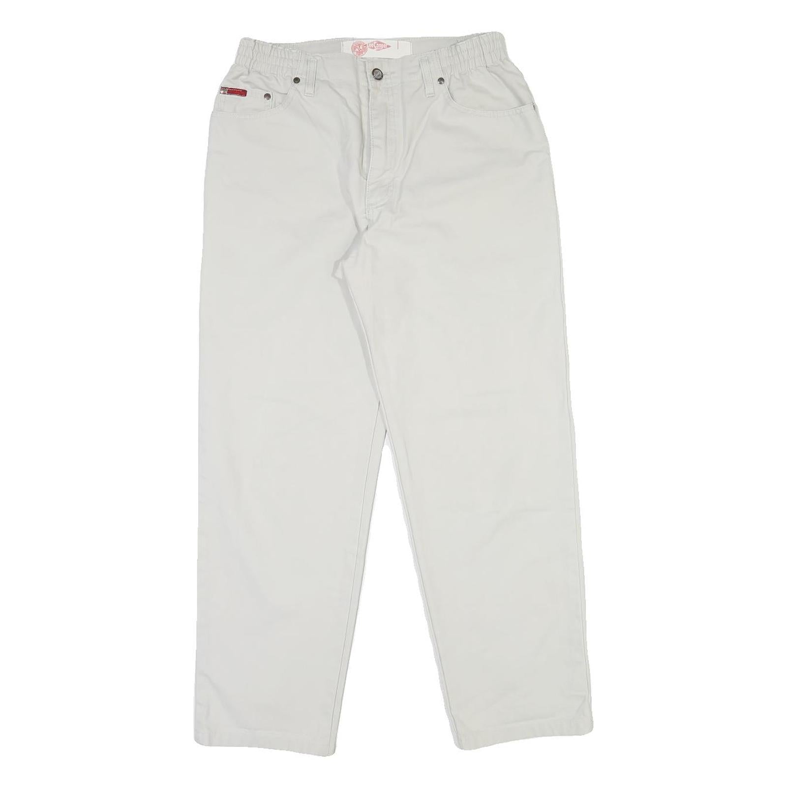 LEE COOPER Womens White Regular Fit Straight Cotton Jeans W29 L28 Zip Closure