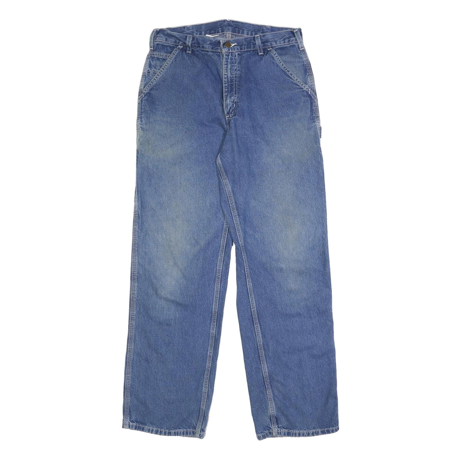 CARHARTT Mens Blue Loose Denim Jeans W30 L31 Workwear Zip Closure