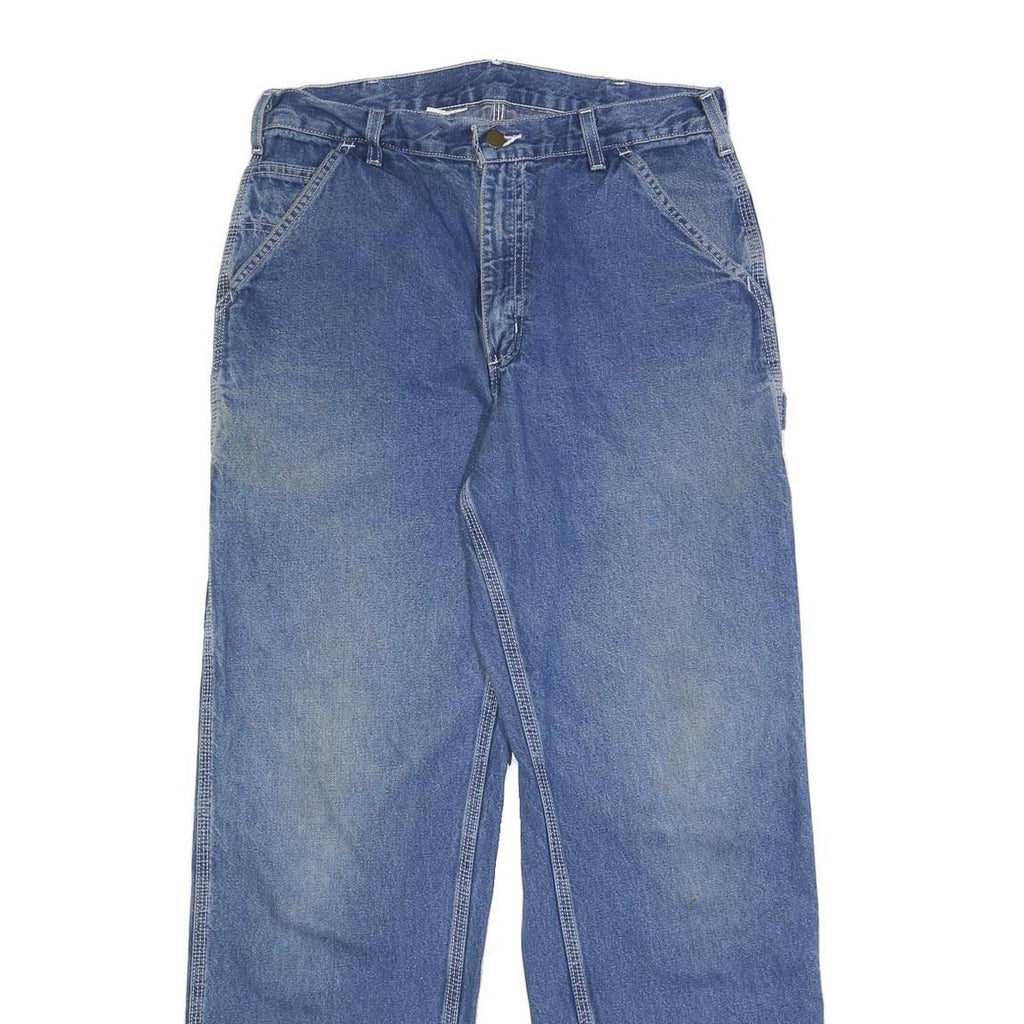 CARHARTT Mens Blue Loose Denim Jeans W30 L31 Workwear Zip Closure