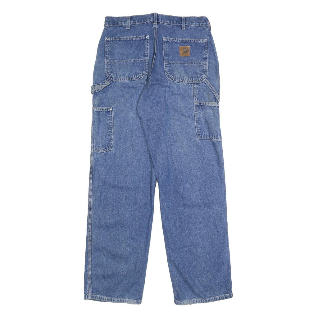 CARHARTT Mens Blue Loose Denim Jeans W30 L31 Workwear Zip Closure