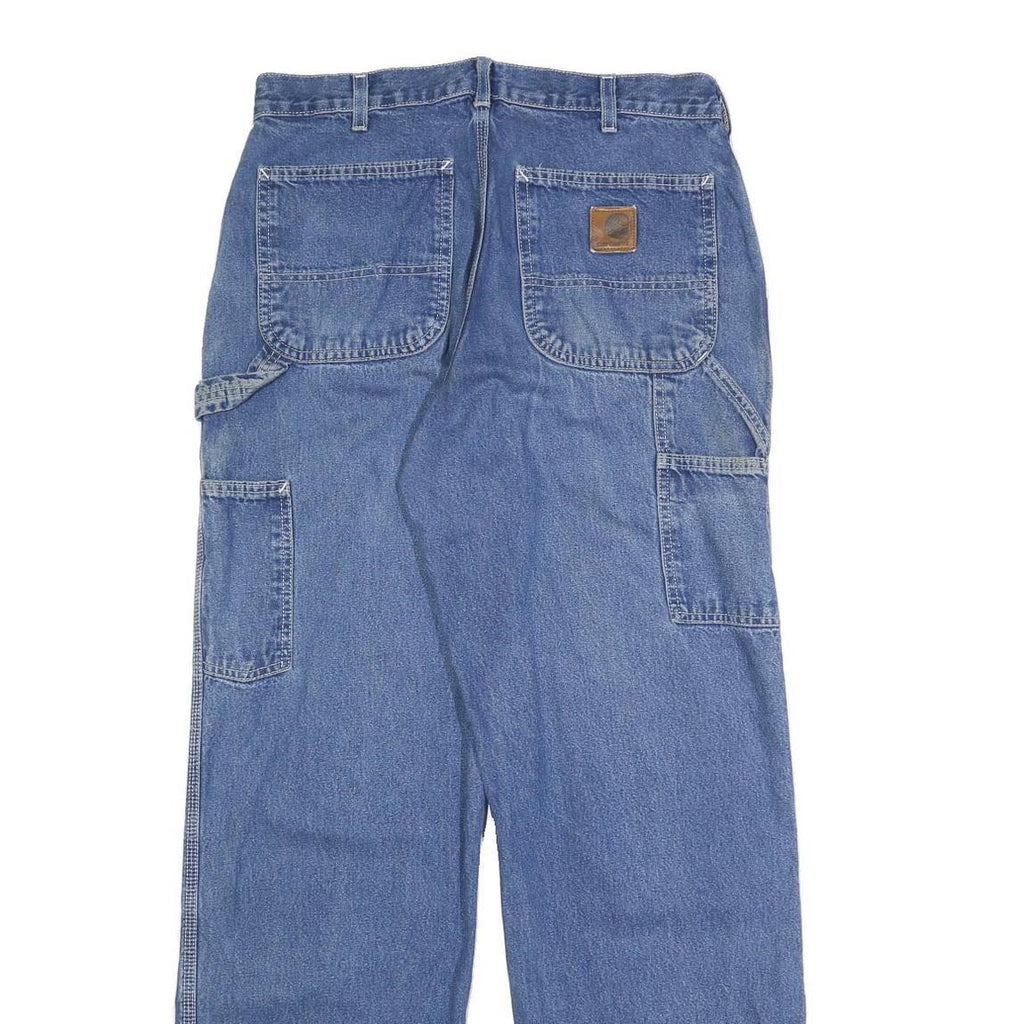CARHARTT Mens Blue Loose Denim Jeans W30 L31 Workwear Zip Closure