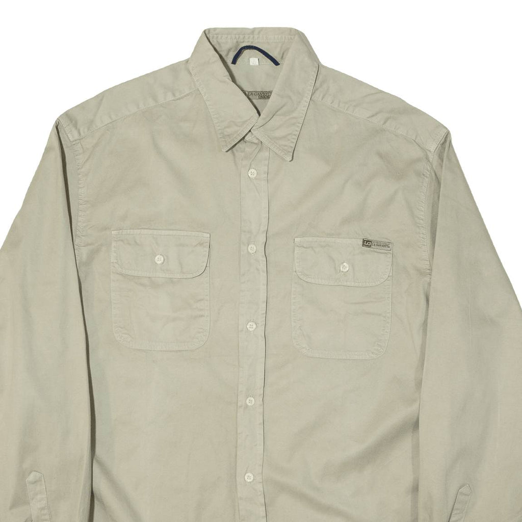 LA GAVIOTTA Mens Heavy Shirt Beige Long Sleeve M