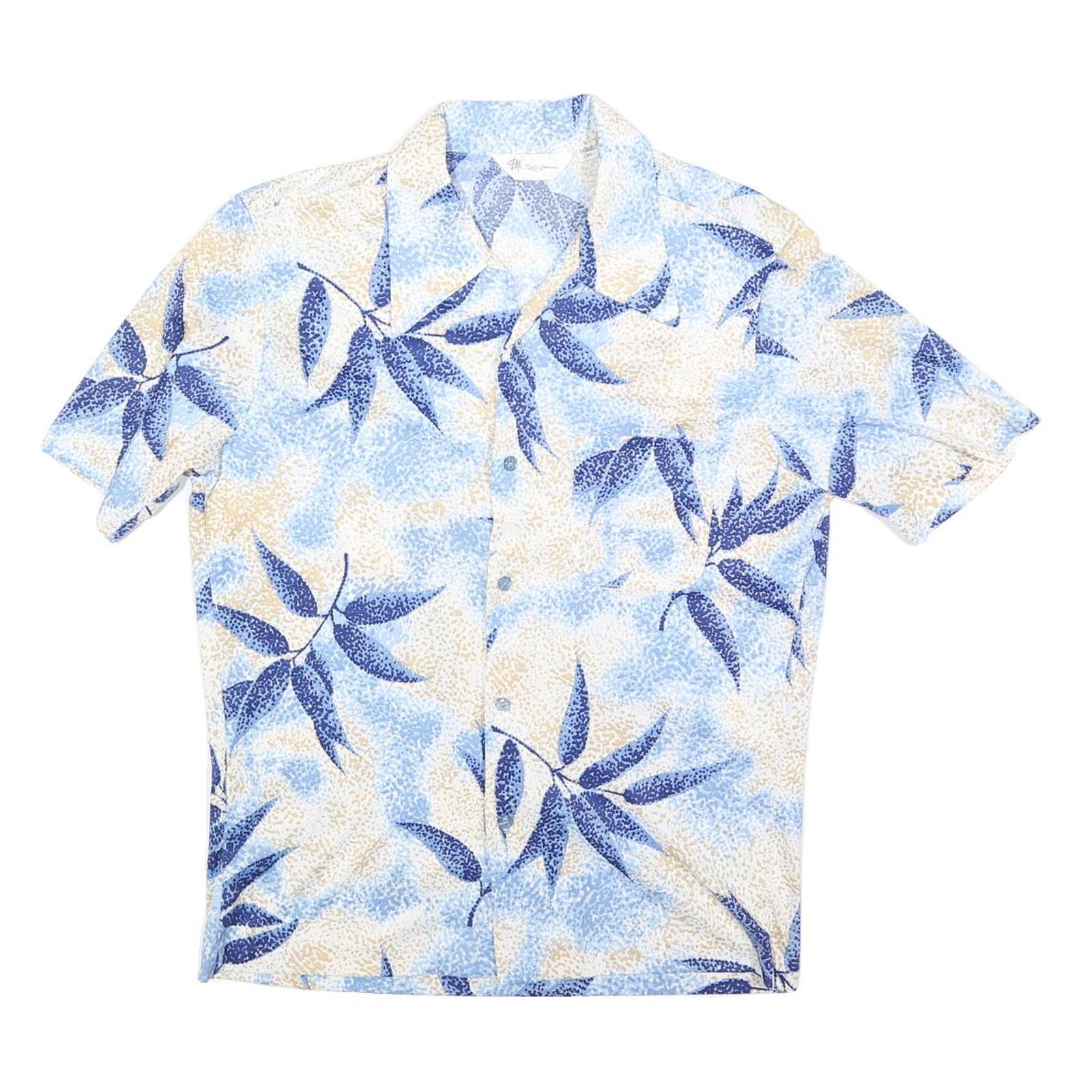 MR CALIFORNIA Mens Blue & Beige Pattern Shirt M Polyester Cocktail Holiday