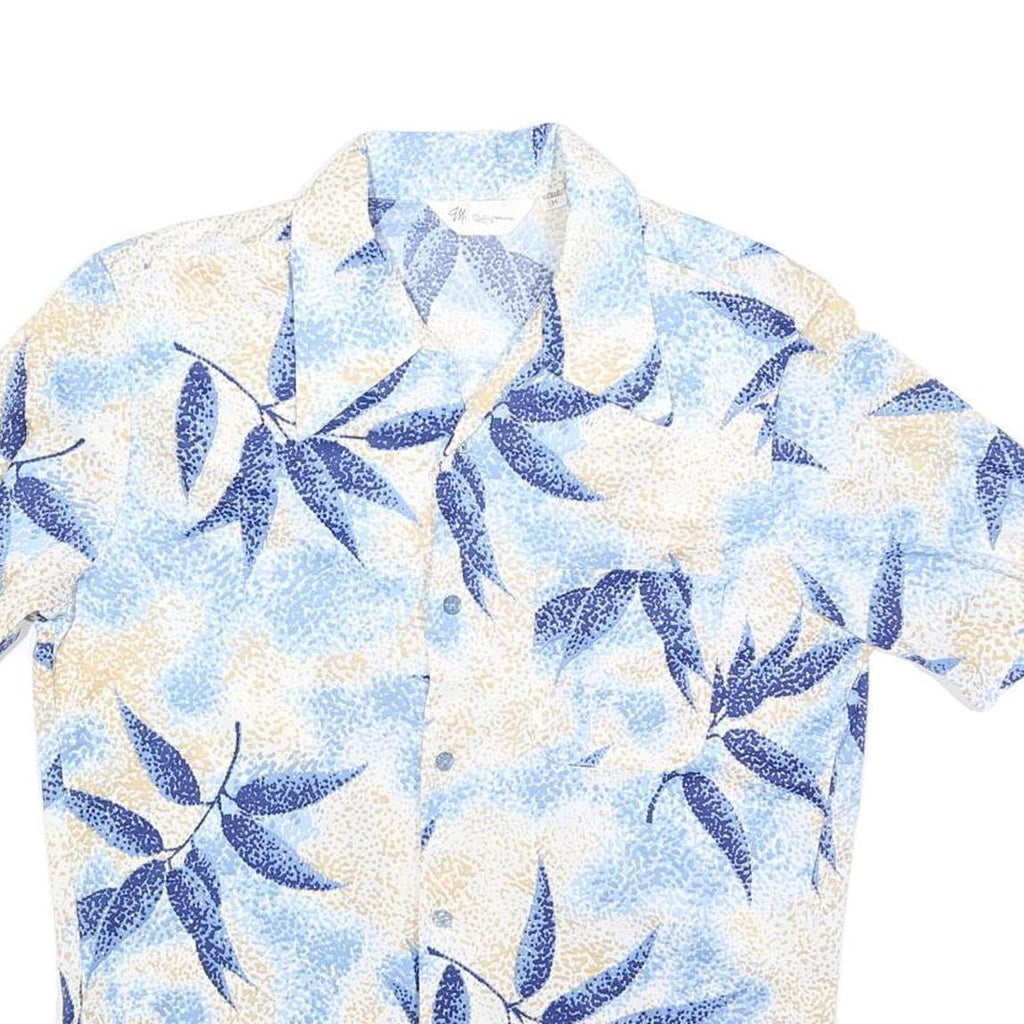 MR CALIFORNIA Mens Blue & Beige Pattern Shirt M Polyester Cocktail Holiday