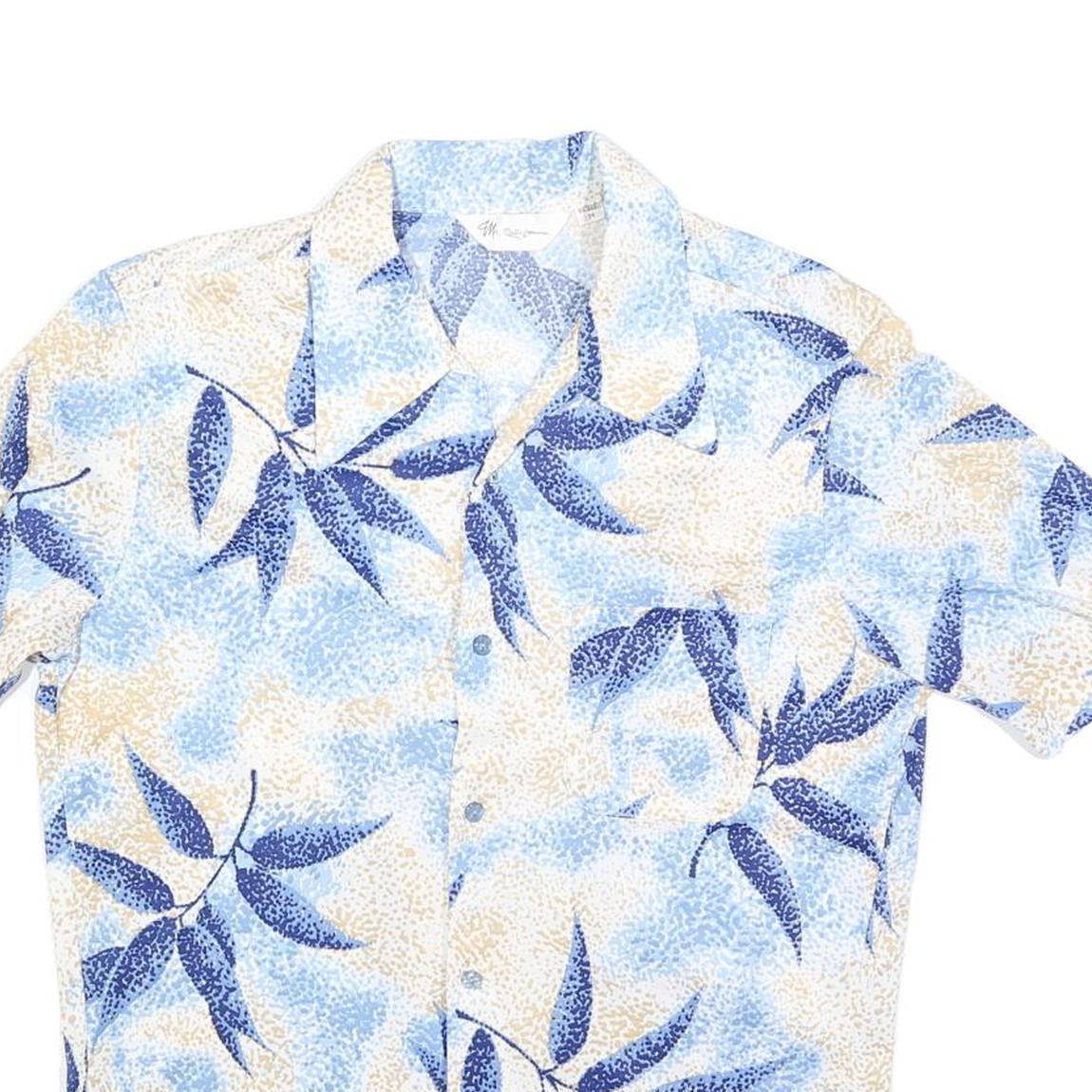 MR CALIFORNIA Mens Blue & Beige Pattern Shirt M Polyester Cocktail Holiday