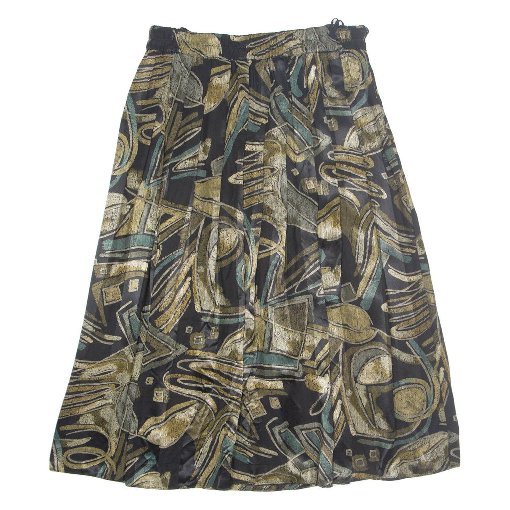 Womens Peasant Skirt Black Long Viscose Crazy Pattern M