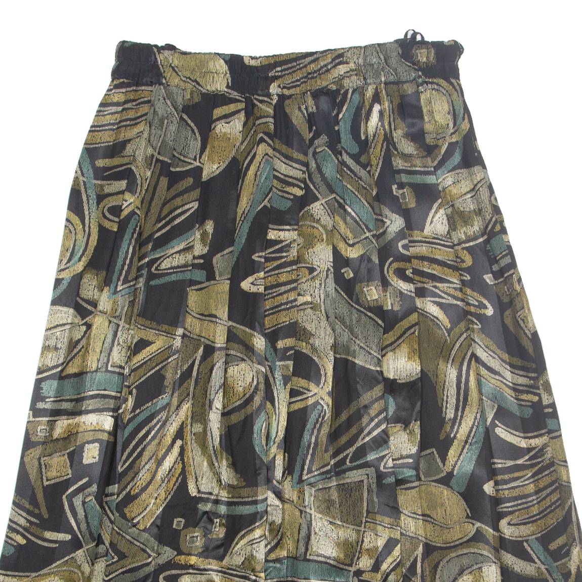 Womens Peasant Skirt Black Long Viscose Crazy Pattern M