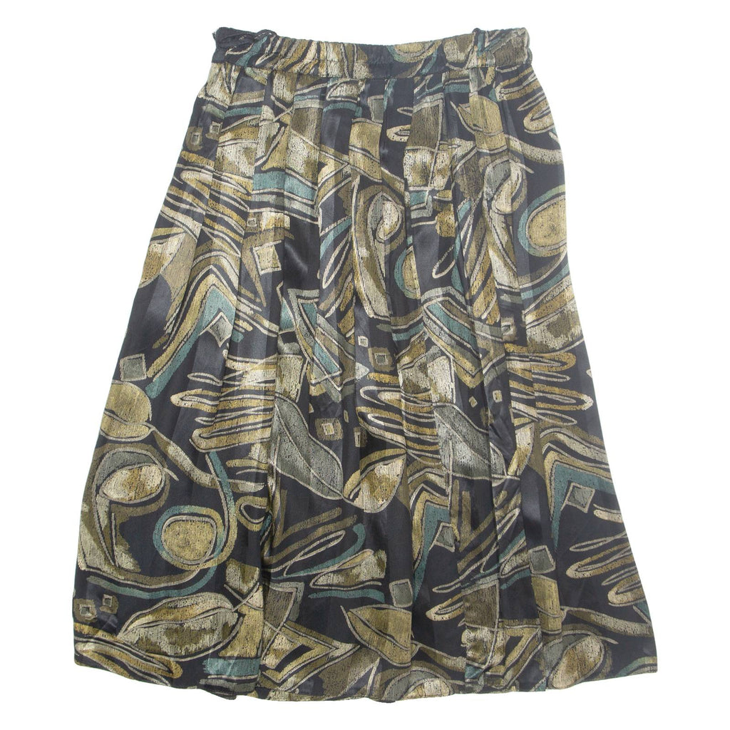 Womens Peasant Skirt Black Long Viscose Crazy Pattern M