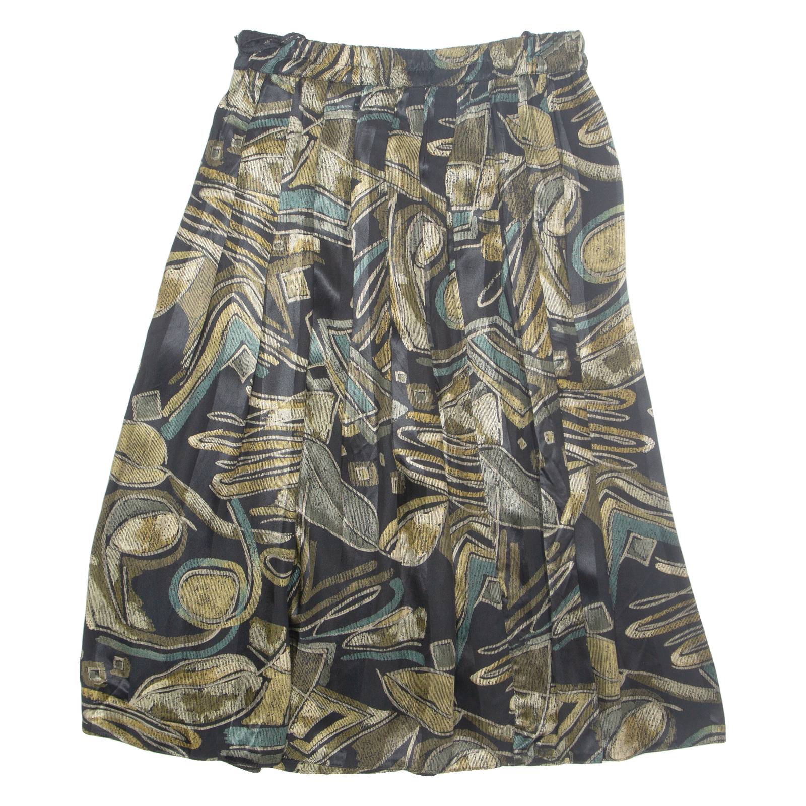 Womens Peasant Skirt Black Long Viscose Crazy Pattern M