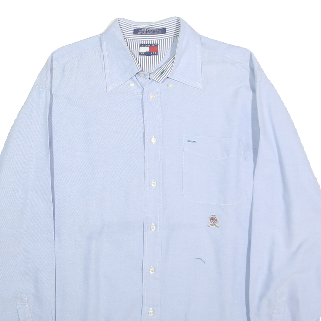 TOMMY HILFIGER Mens Blue Oxford Shirt L Long Sleeve Button Collar Casual