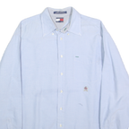 TOMMY HILFIGER Mens Blue Oxford Shirt L Long Sleeve Button Collar Casual
