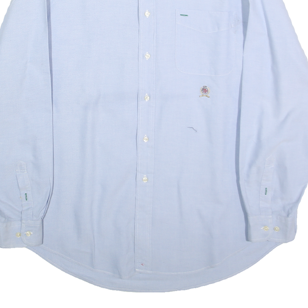 TOMMY HILFIGER Mens Blue Oxford Shirt L Long Sleeve Button Collar Casual