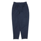 Mens Cotton Blend Navy Blue Regular Fit Straight Trousers W28 L28 Casual Zip