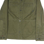 TOMMY JEANS Mens Green Cotton Button Jacket M Casual Lightweight Embroidered