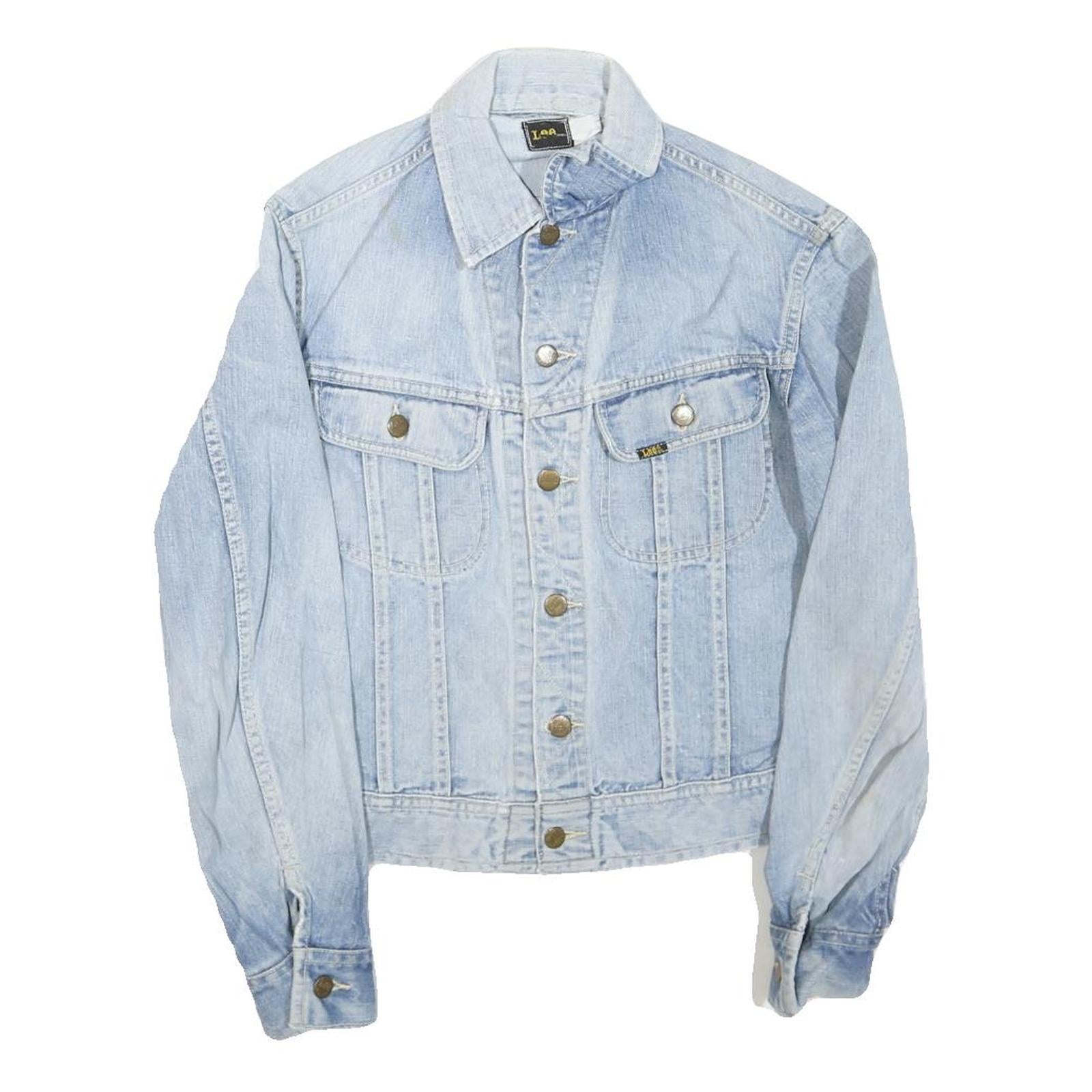 LEE Mens Blue Cotton Blend Denim Jacket M Button Plain Classic Fit Casual Style