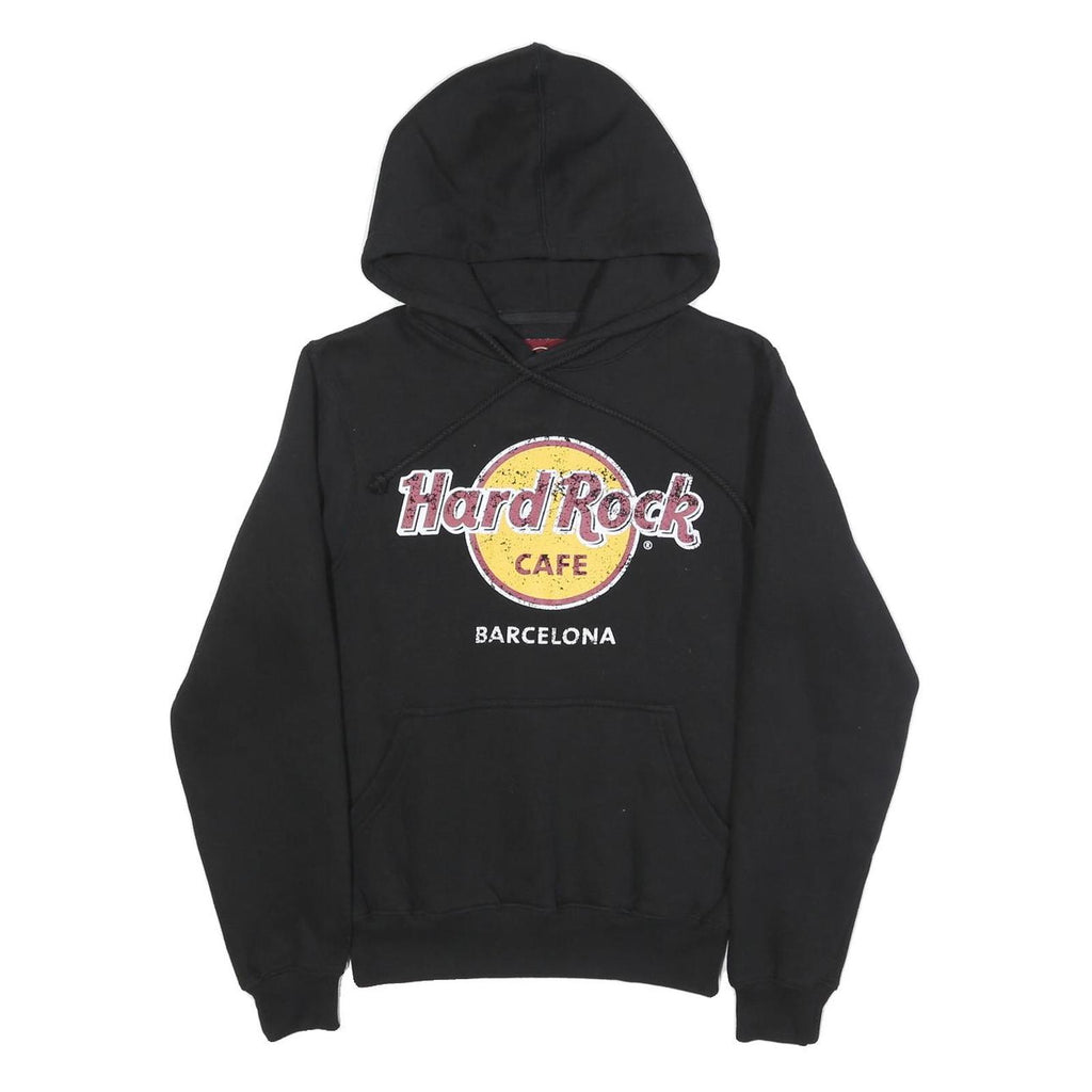 HARD ROCK CAFE Womens Black Hoodie S Barcelona Cotton Blend Pullover Casual