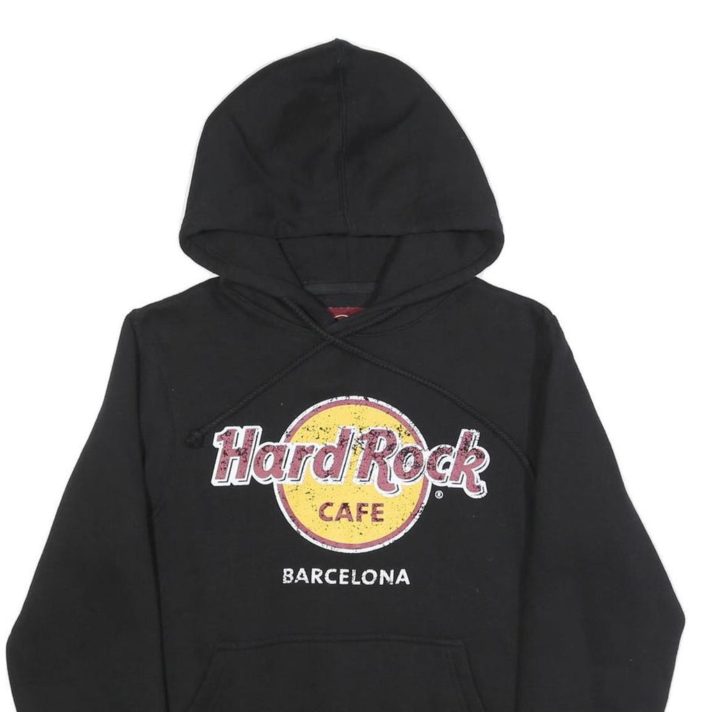 HARD ROCK CAFE Womens Black Hoodie S Barcelona Cotton Blend Pullover Casual