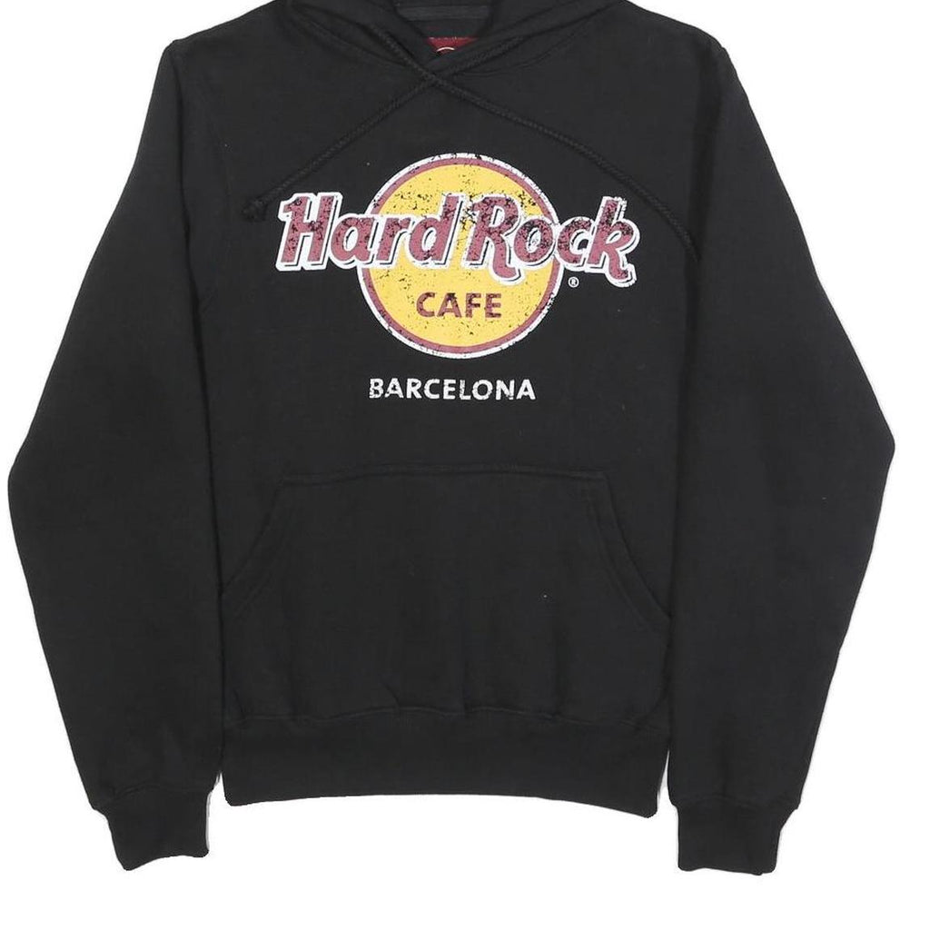 HARD ROCK CAFE Womens Black Hoodie S Barcelona Cotton Blend Pullover Casual