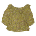 NEXT Womens Yellow Floral Print Bardot Top Puff Sleeve Round Neck UK 14