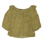 NEXT Womens Yellow Floral Print Bardot Top Puff Sleeve Round Neck UK 14