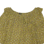 NEXT Womens Yellow Floral Print Bardot Top Puff Sleeve Round Neck UK 14