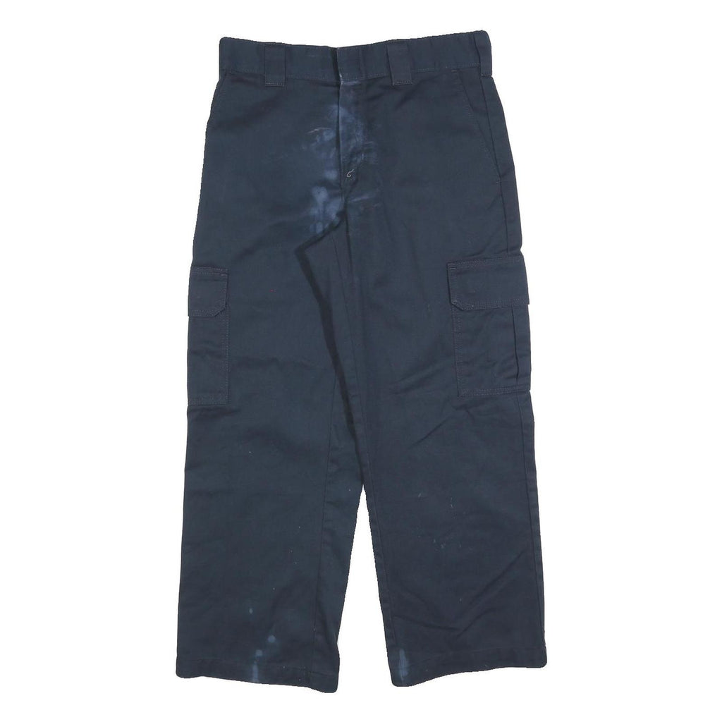 DICKIES Mens Cotton Blend Black Relaxed Cargo Trousers W30 L27 Workwear