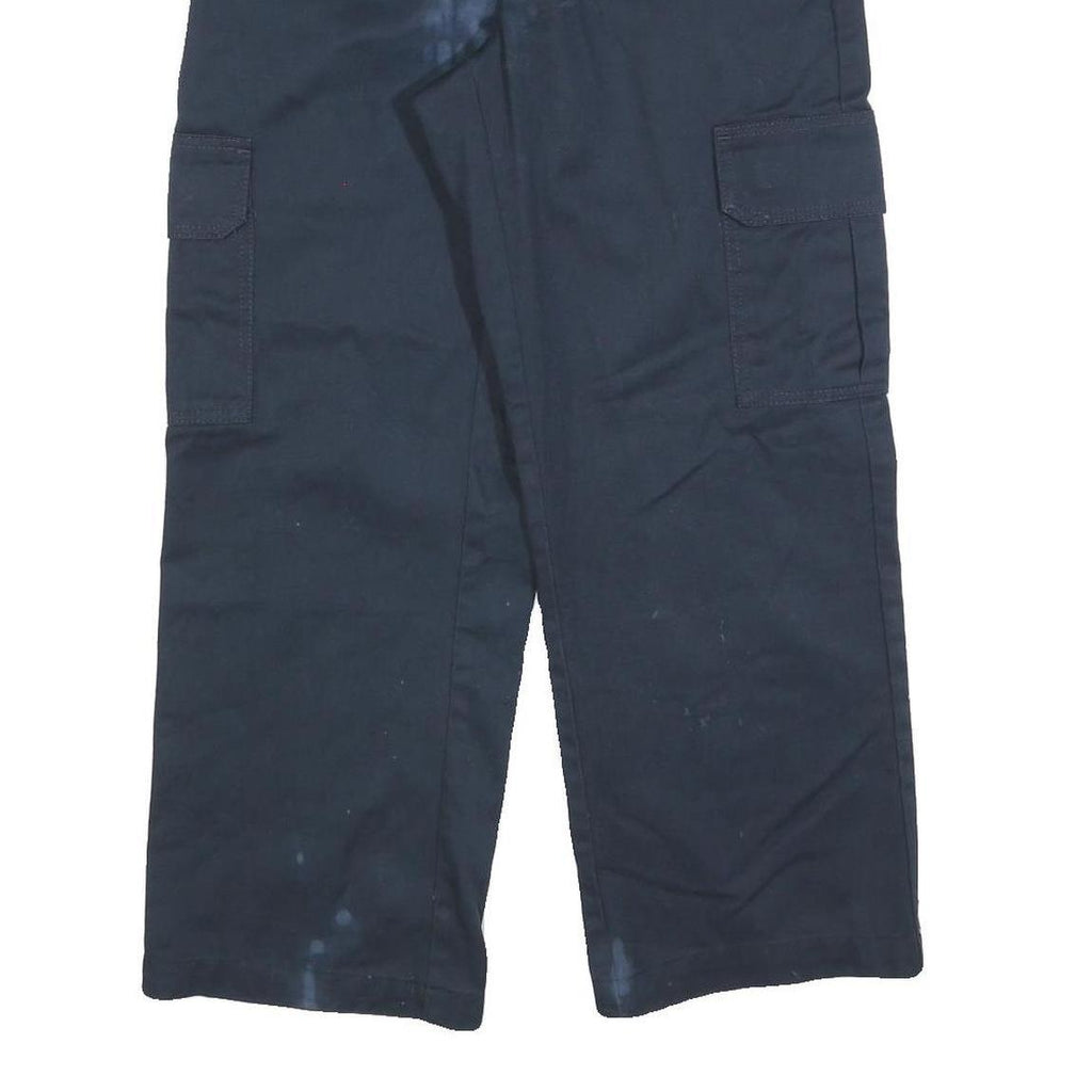 DICKIES Mens Cotton Blend Black Relaxed Cargo Trousers W30 L27 Workwear