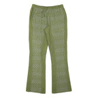 Womens Cotton Blend Green Patterned Regular Fit Straight Trousers W27 L28