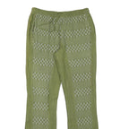 Womens Cotton Blend Green Patterned Regular Fit Straight Trousers W27 L28