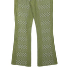 Womens Cotton Blend Green Patterned Regular Fit Straight Trousers W27 L28