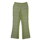 Womens Cotton Blend Green Patterned Regular Fit Straight Trousers W27 L28