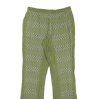 Womens Cotton Blend Green Patterned Regular Fit Straight Trousers W27 L28
