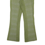 Womens Cotton Blend Green Patterned Regular Fit Straight Trousers W27 L28