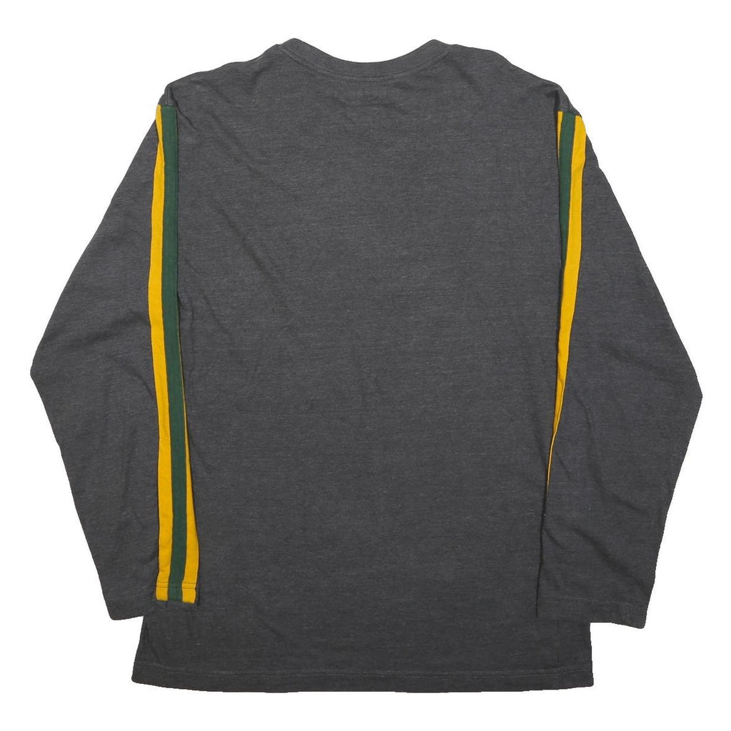 NFL Mens Grey Green & Yellow Long Sleeve Crew Neck T-Shirt Green Bay Logo