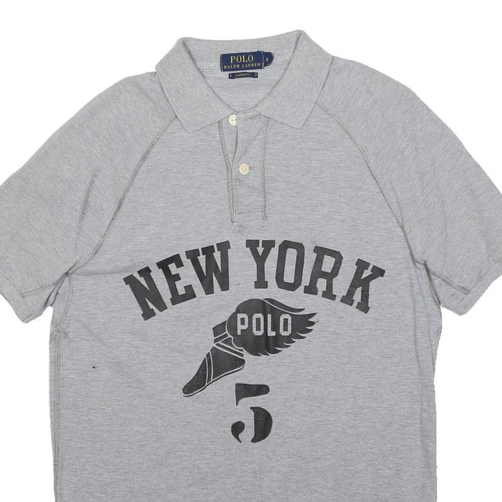 POLO RALPH LAUREN Mens Grey New York Polo Graphic Short Sleeve S Cotton Blend