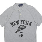 POLO RALPH LAUREN Mens Grey New York Polo Graphic Short Sleeve S Cotton Blend