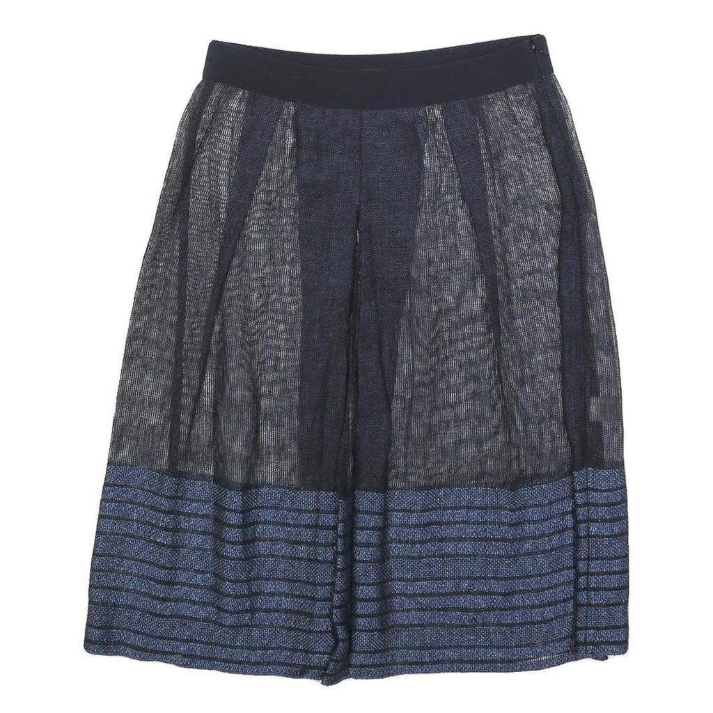 ELIE TAHARI Womens Blue & Black Pleated Midi Woven Skirt S Elegant Workwear