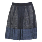 ELIE TAHARI Womens Blue & Black Pleated Midi Woven Skirt S Elegant Workwear