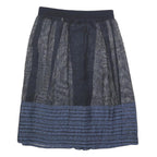 ELIE TAHARI Womens Blue & Black Pleated Midi Woven Skirt S Elegant Workwear