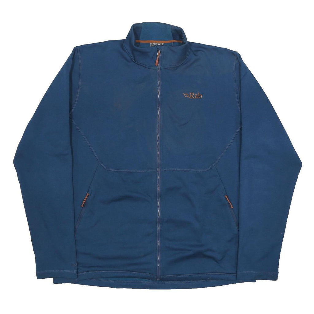 RAB Mens Blue 2XL Jacket Polyester Blend Zip Stand-Up Collar Plain Outdoor