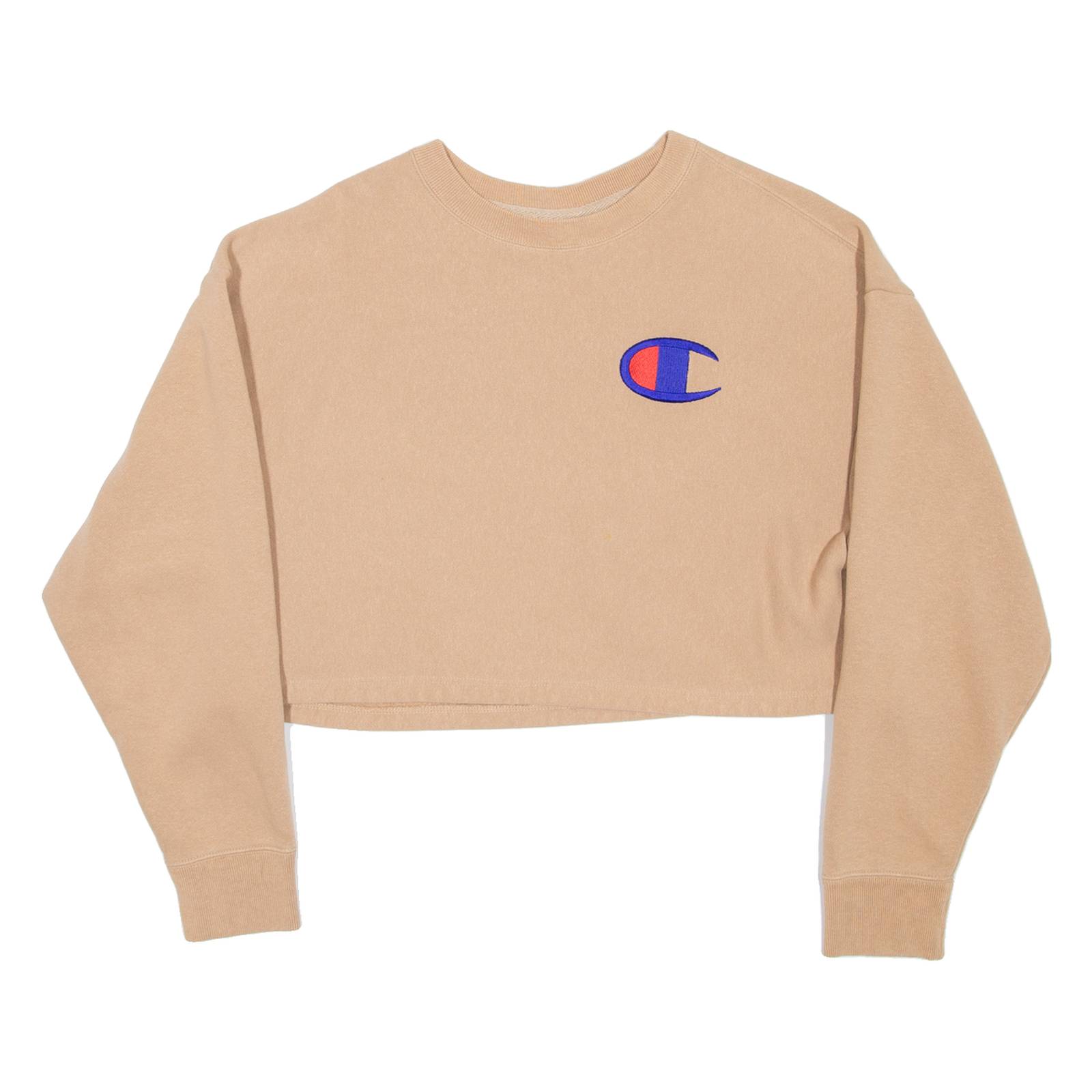 CHAMPION REVERSE WEAVE Warm Up Cropped Womens Sweatshirt Beige XS