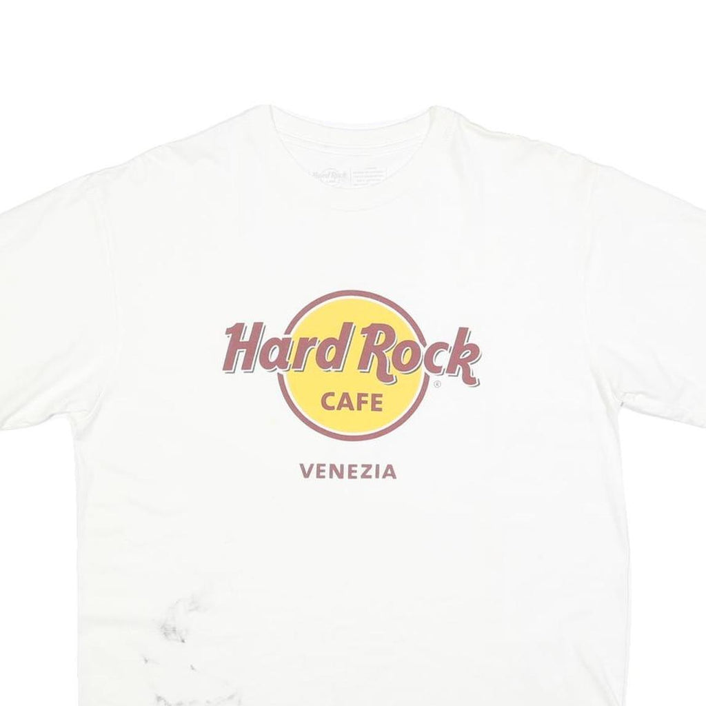 HARD ROCK CAFE Mens White Venezia Graphic T-Shirt L Short Sleeve Crew Neck