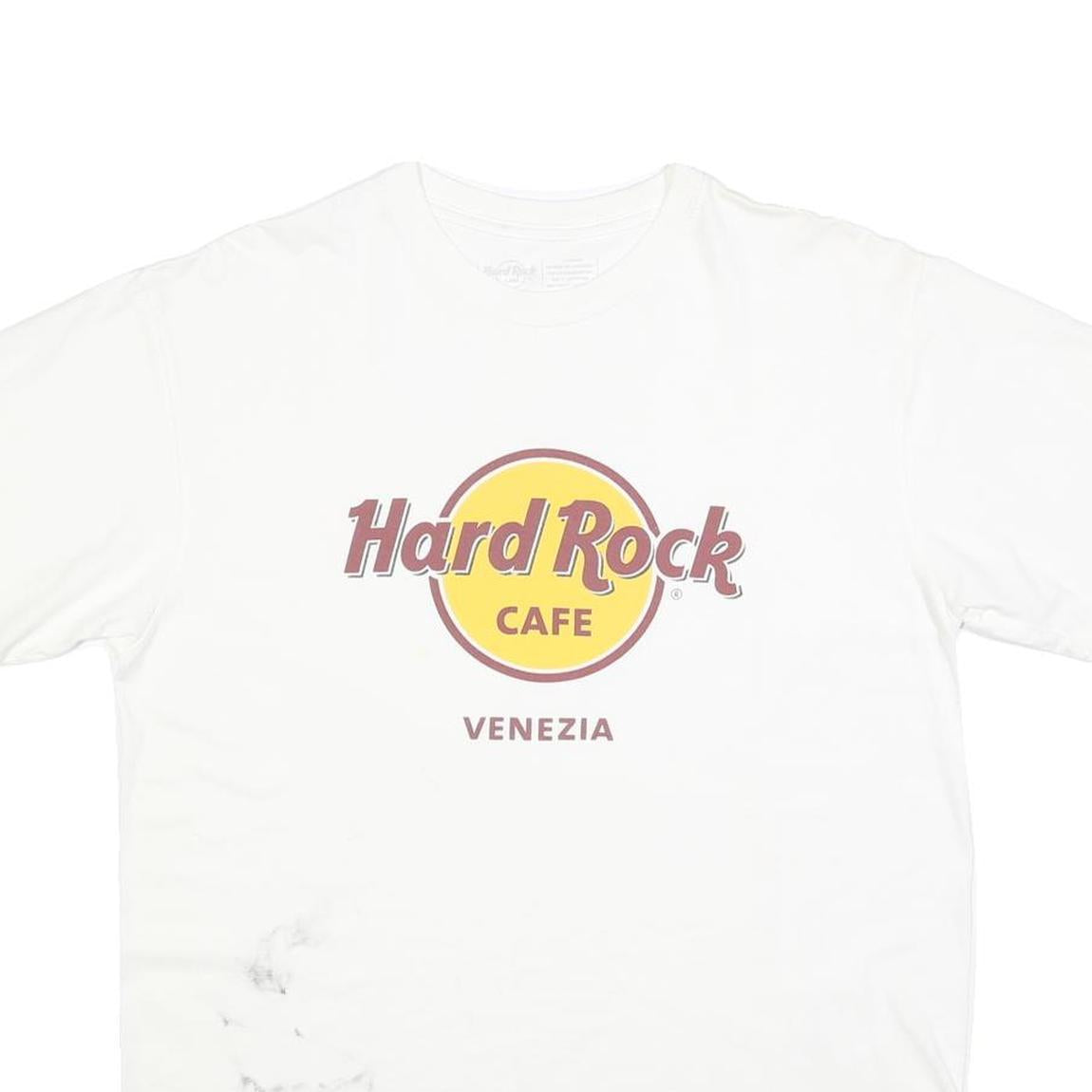 HARD ROCK CAFE Mens White Venezia Graphic T-Shirt L Short Sleeve Crew Neck