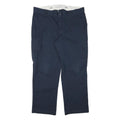DICKIES Mens Navy Regular Fit Straight Leg Trousers W40 L30 Workwear Casual Zip