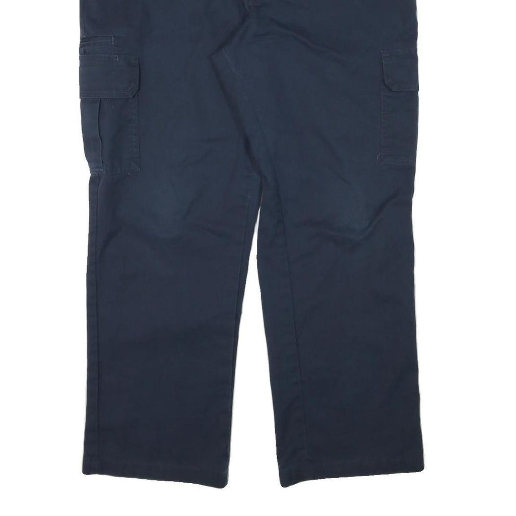 DICKIES Mens Navy Regular Fit Straight Leg Trousers W40 L30 Workwear Casual Zip