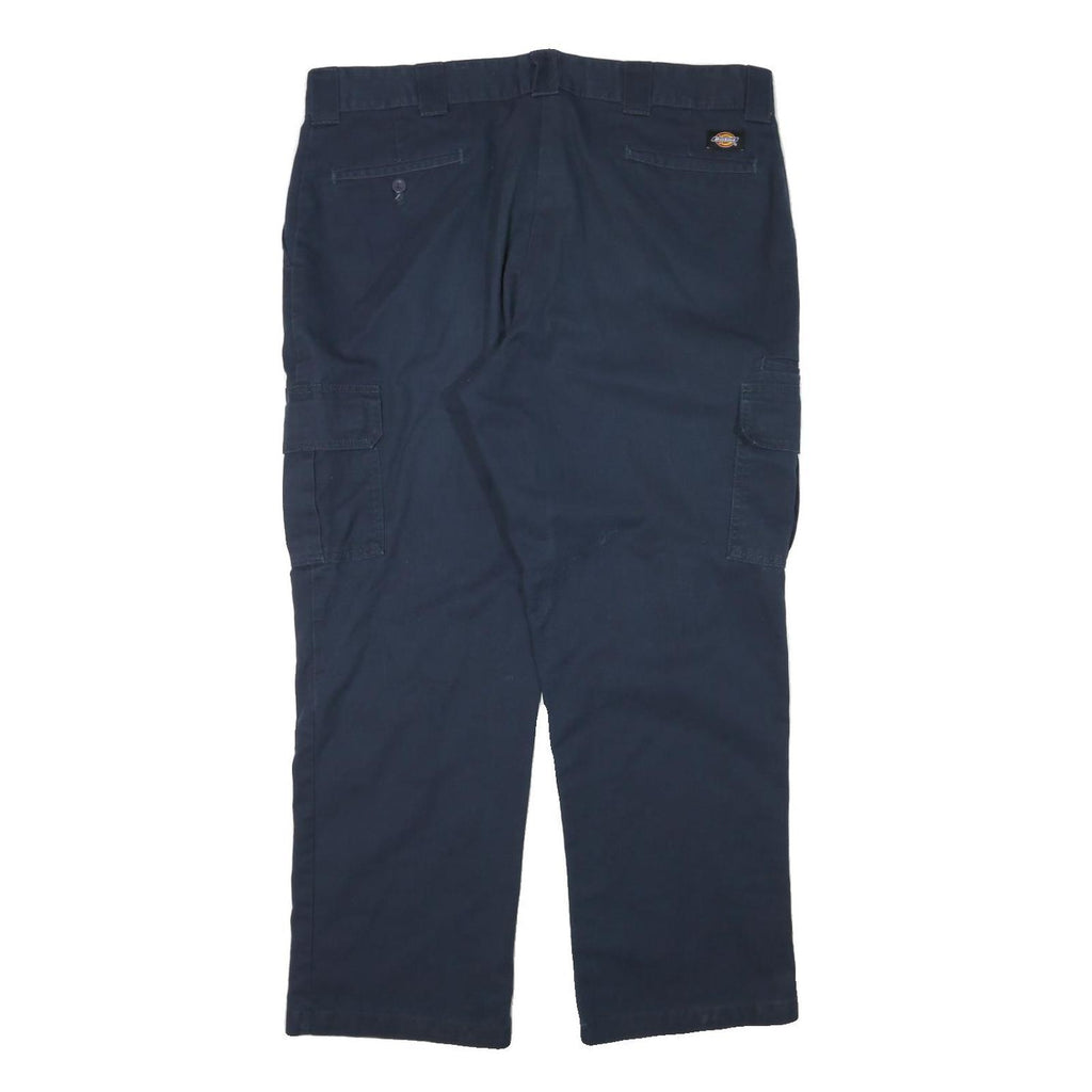 DICKIES Mens Navy Regular Fit Straight Leg Trousers W40 L30 Workwear Casual Zip